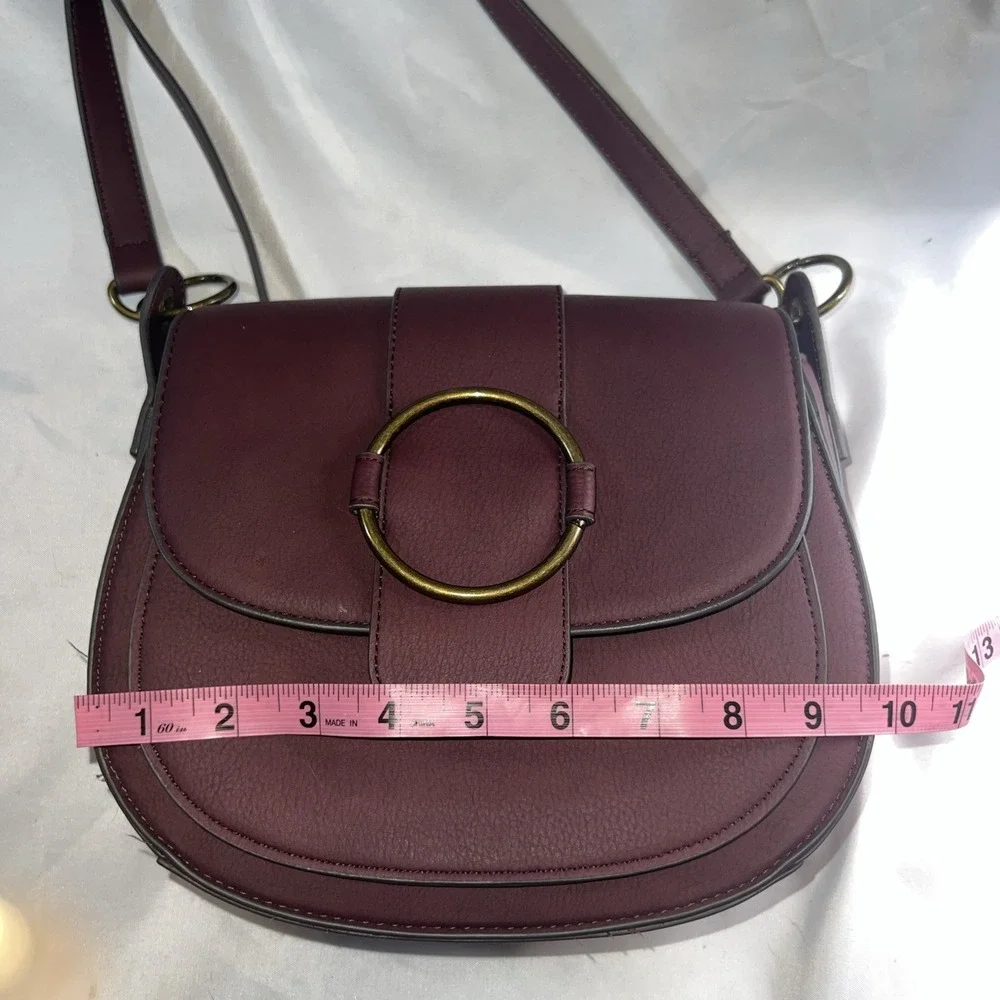 Burgundy Mauve Brass HW Vegan Hobo Crossbody Purse 10x9x3 Disneybound, Hippyboho